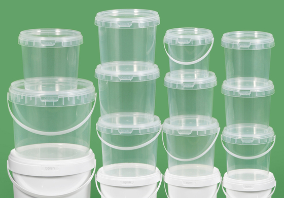 Glatter transparenter Plastikoberflächeneimer für Eiscreme